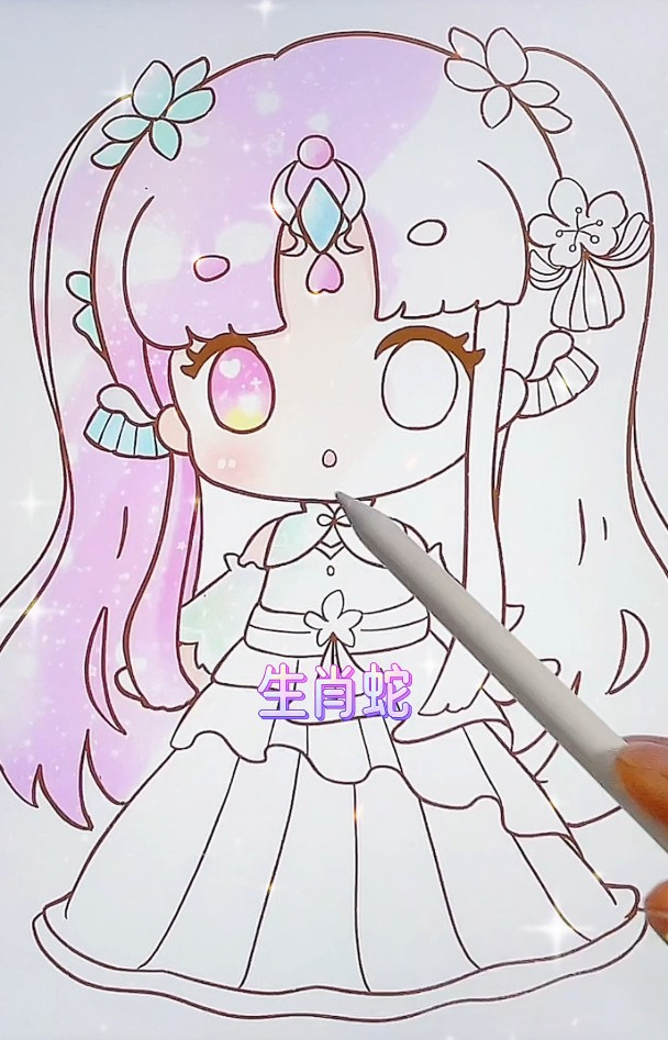 十二生肖公主简笔画,汉服生肖公主古风卡通公主画,儿童画手绘画