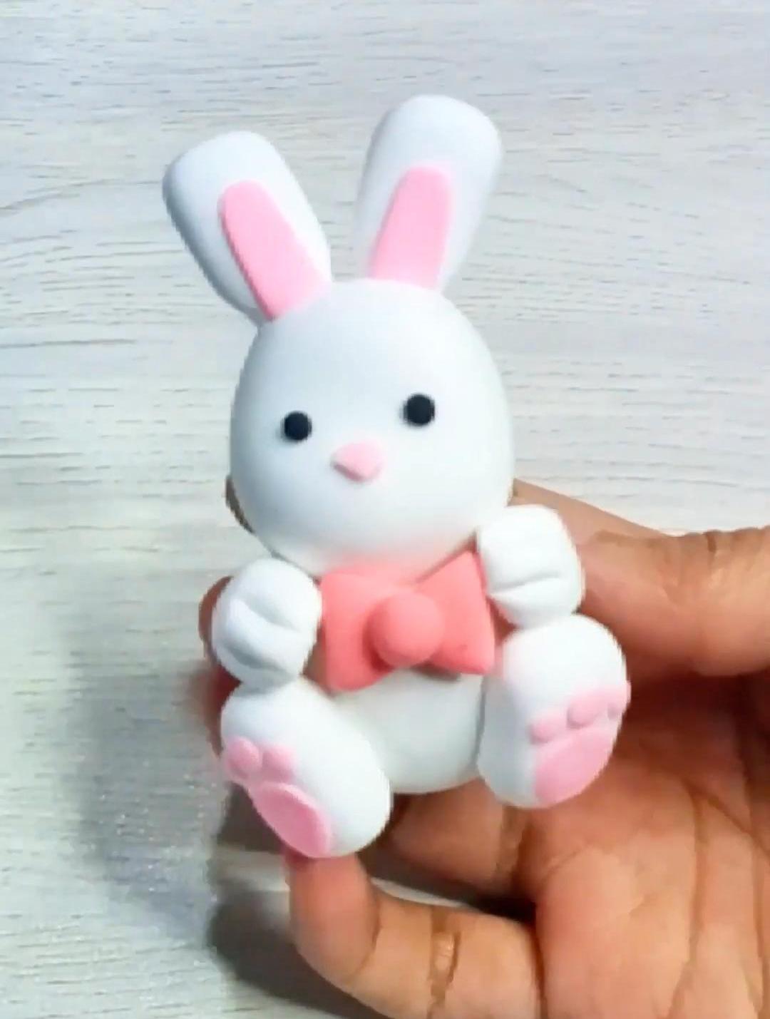 粘土手工怎么做简单小动物?教你制作超可爱的粘土小兔子,很好玩