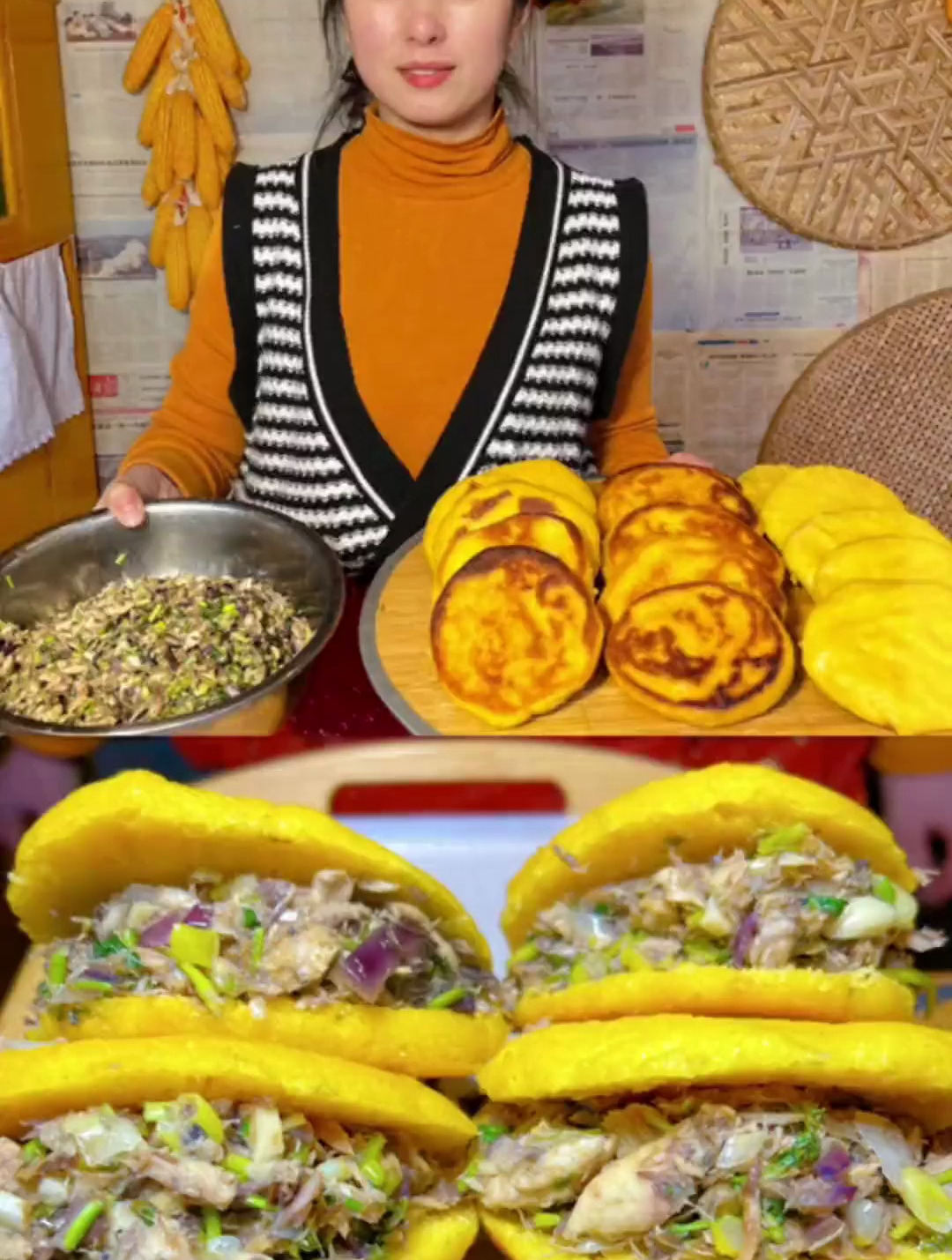 鲅鱼饼子来喽,焦脆的玉米饼子夹上焦香的鲅鱼碎,给海参都不换啊