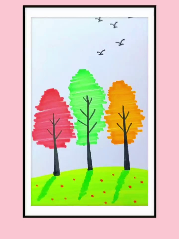 简单几笔画出秋天美景 零基础学画画 简笔画