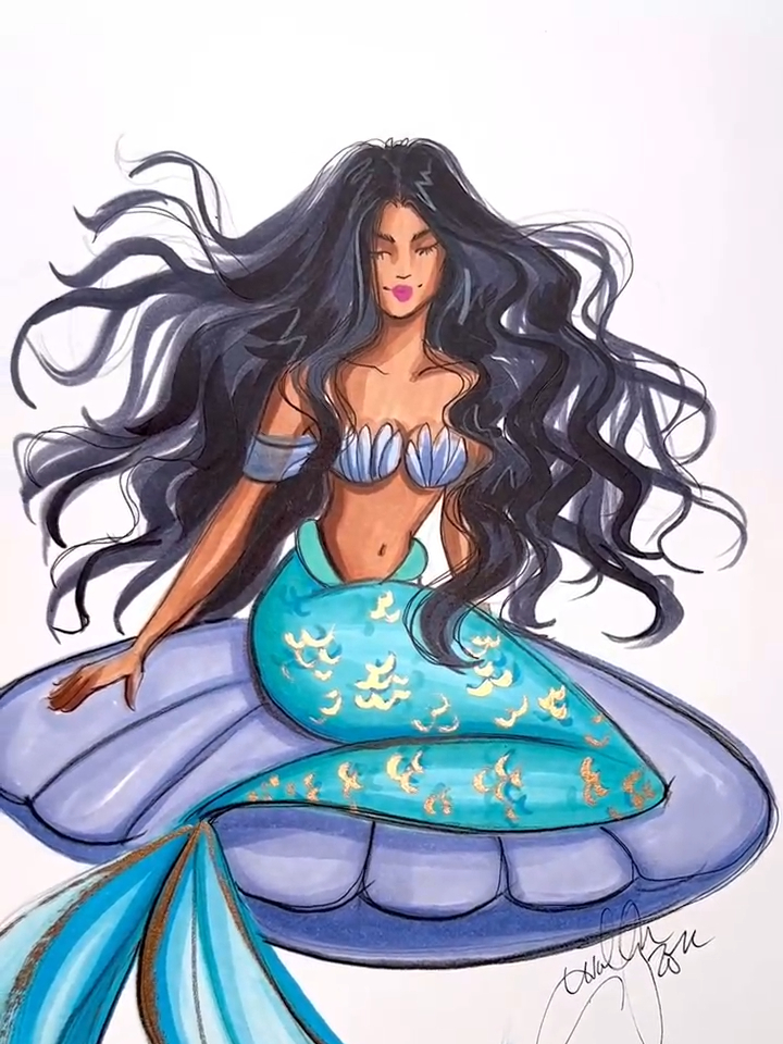 马克笔手绘,人鱼公主
