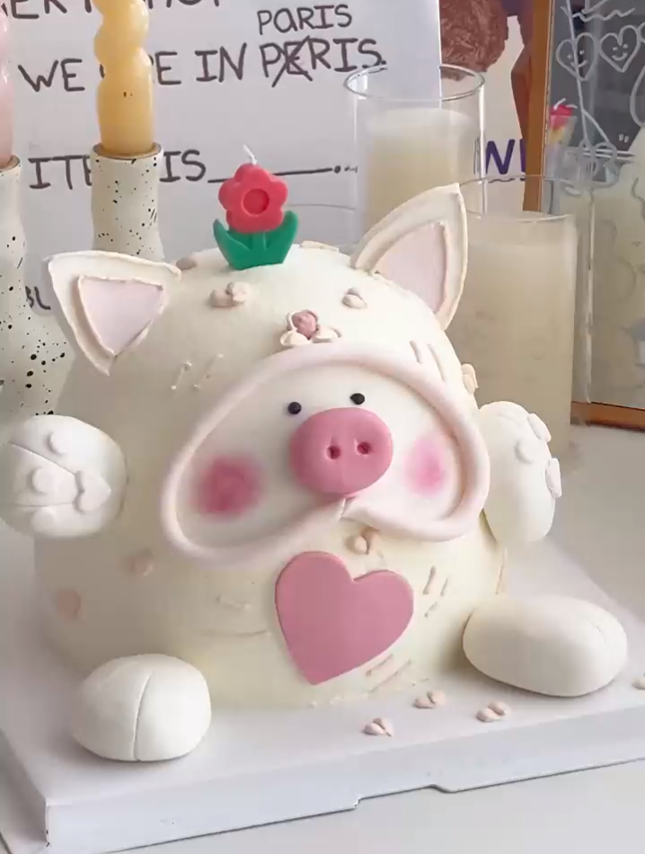 沉浸式做蛋糕 _ 立体粉嫩嫩小猪蛋糕 沉浸式做蛋糕咯!