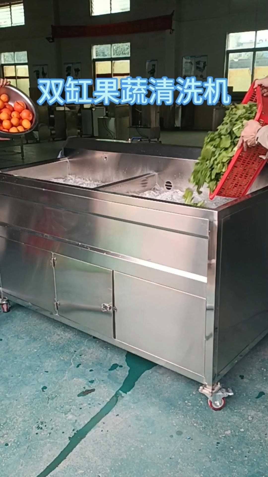 双缸洗菜机独立水槽,同时洗不同物料,臭氧消除农残更安心