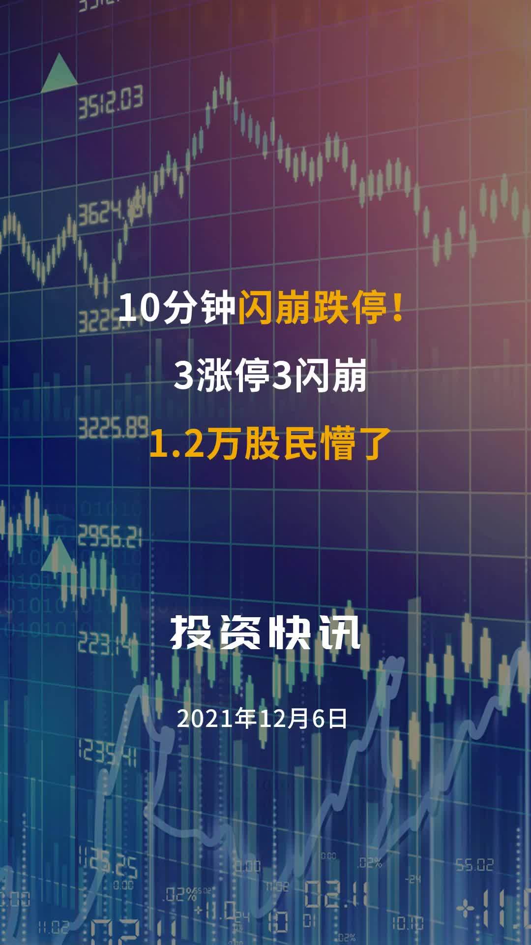 10分钟闪崩跌停!3涨停3闪崩,1.2万股民懵了 股票 股民 股民 基金 股吧