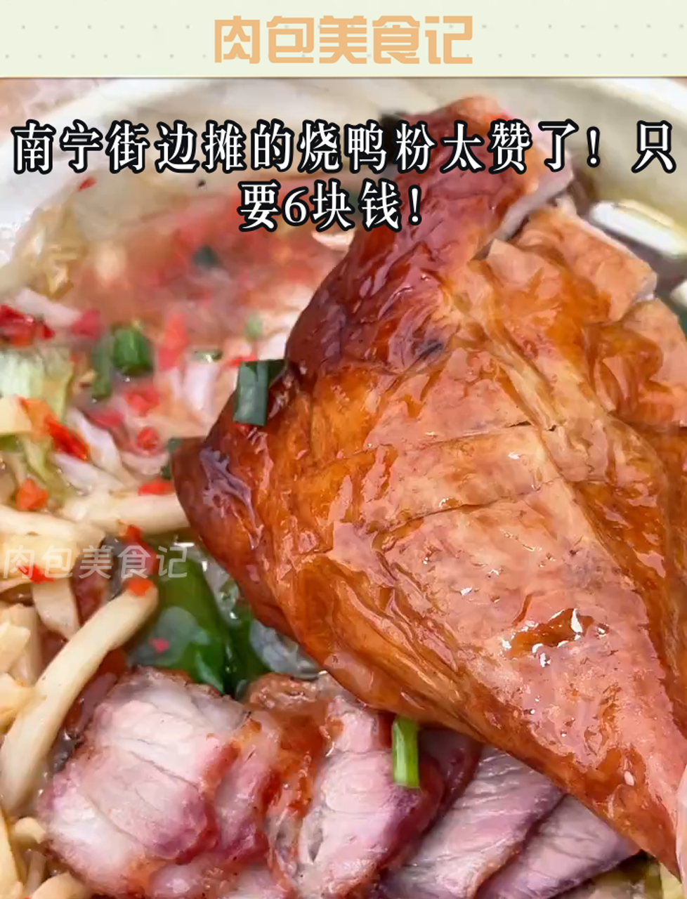 南宁街边摊的烧鸭粉太赞了!只要6块钱!