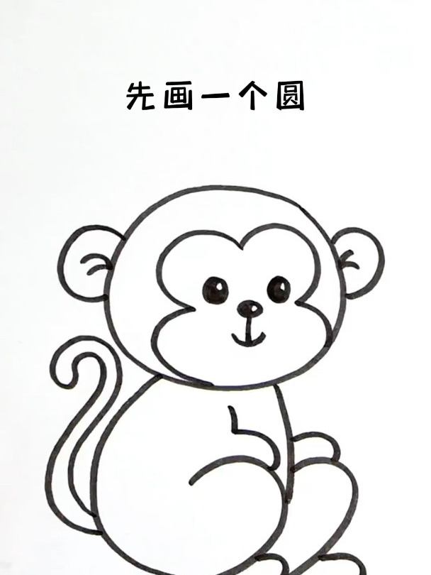 这样画小猴子,简单又可爱的简笔画