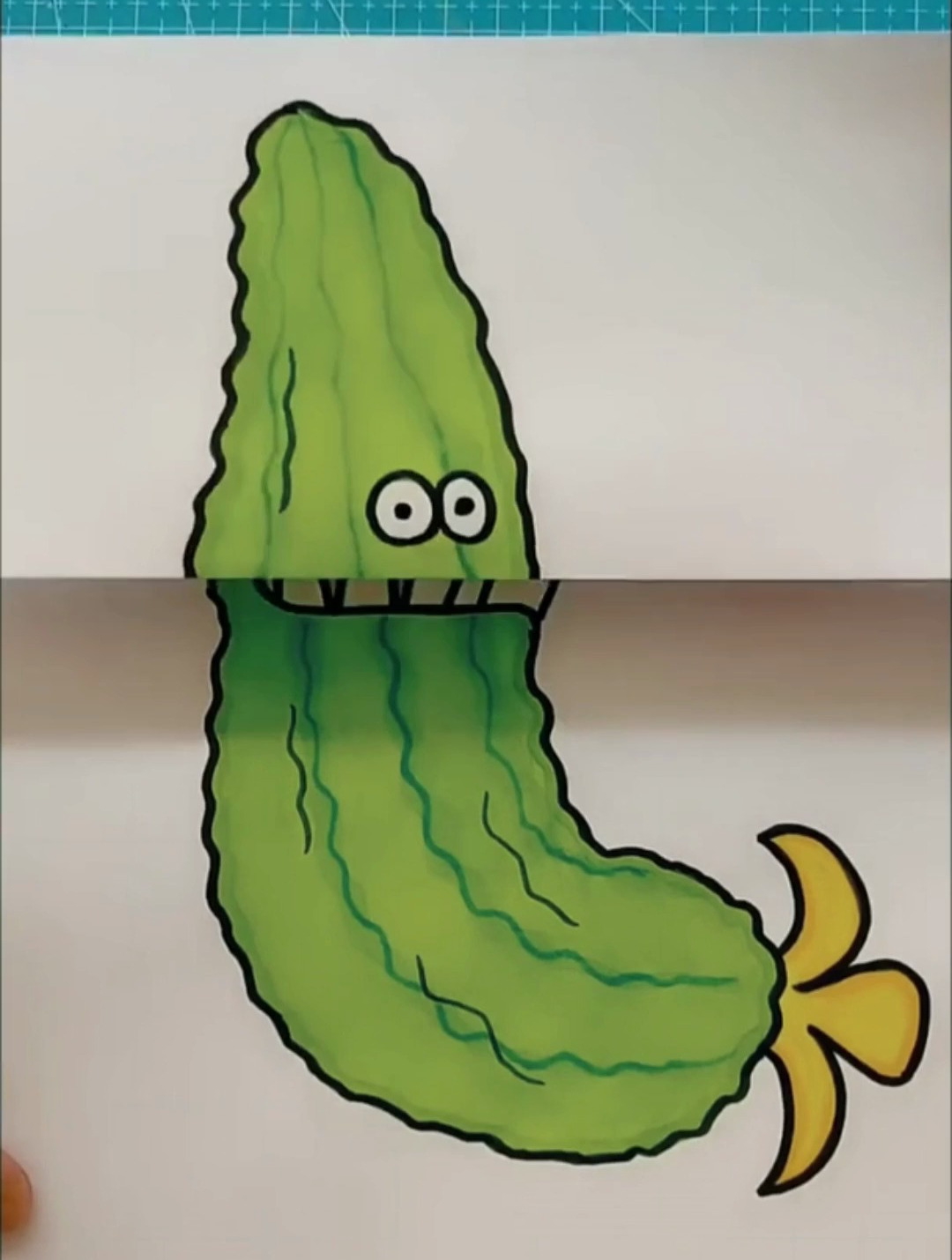 创意折叠黄瓜简笔画,简笔画教学