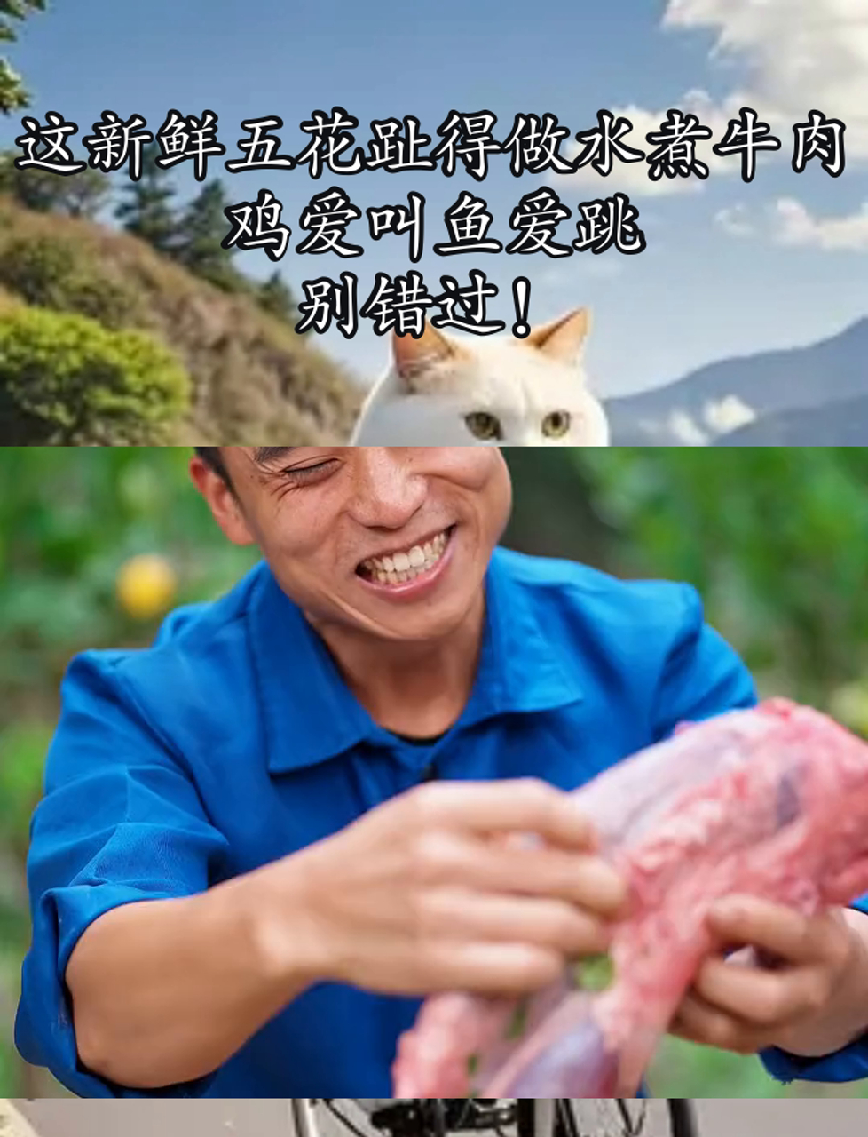 这新鲜五花趾得做水煮牛肉,鸡爱叫鱼爱跳,别错过!