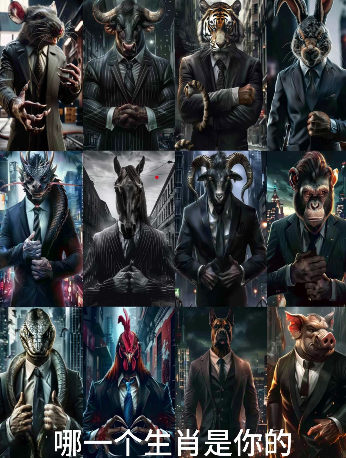 十二生肖西装暴徒,快来看看哪个是你的生肖。关注拿图