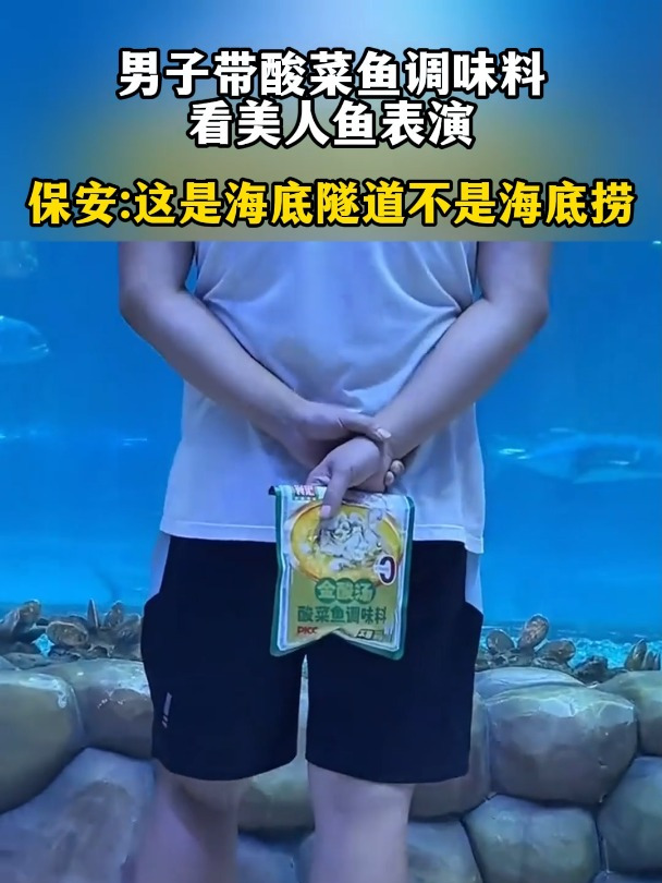 男子带酸菜鱼调味料看美人鱼表演,保安这是海底隧道不是海底捞