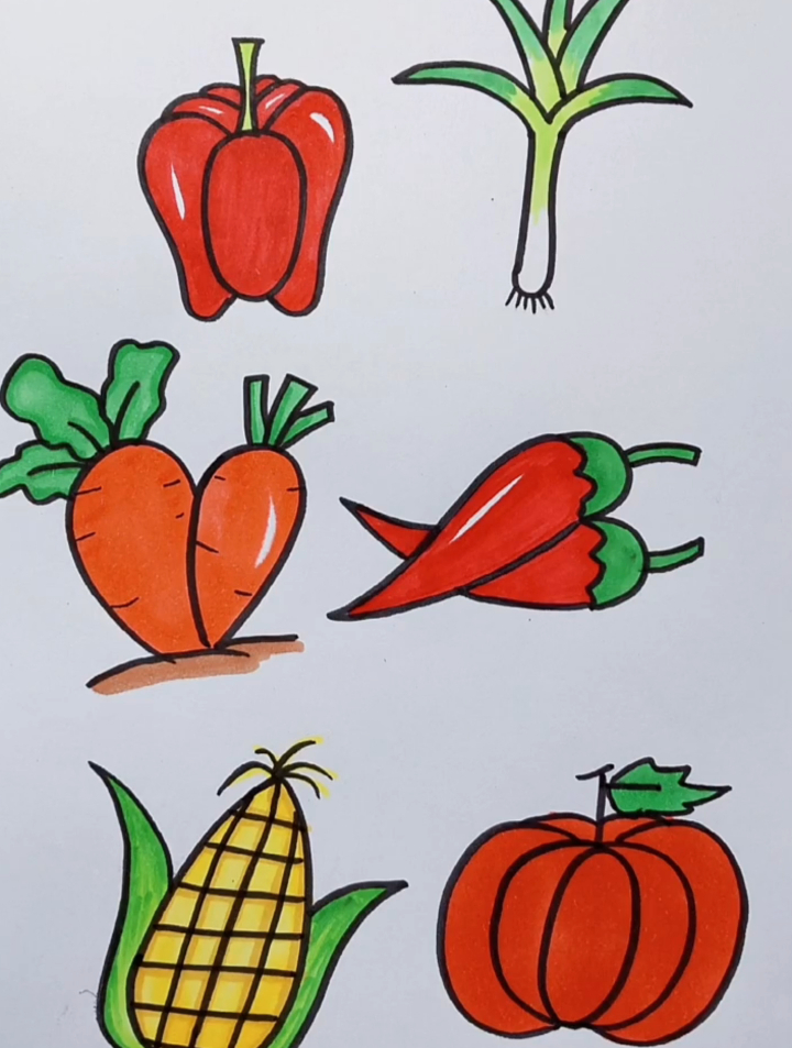 数字0到5怎么画不同的蔬菜简笔画,适合孩子识数练画哦!