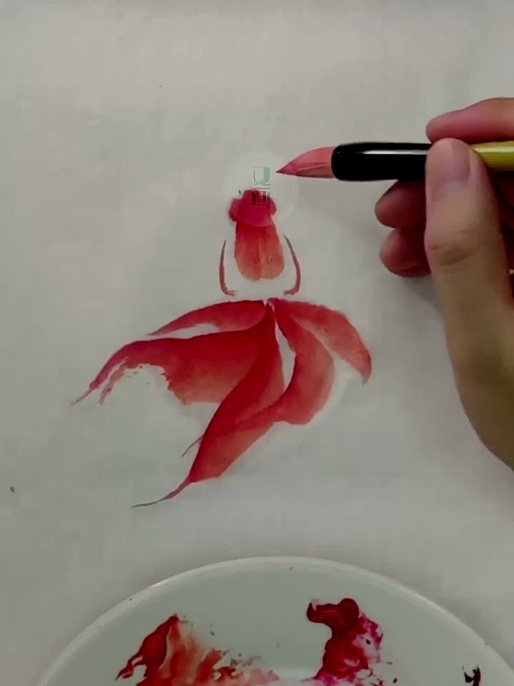 国画小金鱼的教程