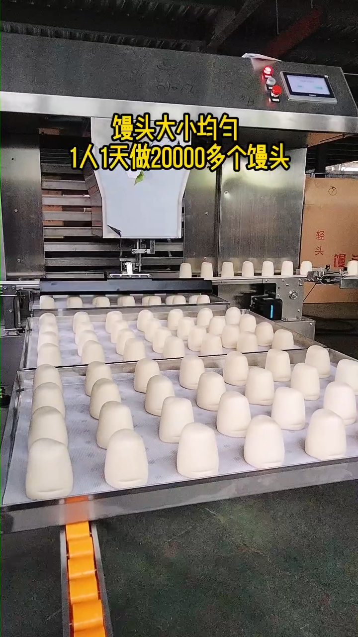 蒸馒头机器全套设备多少钱?客户到厂看馒头机设备,1小时自动做3600个馒头