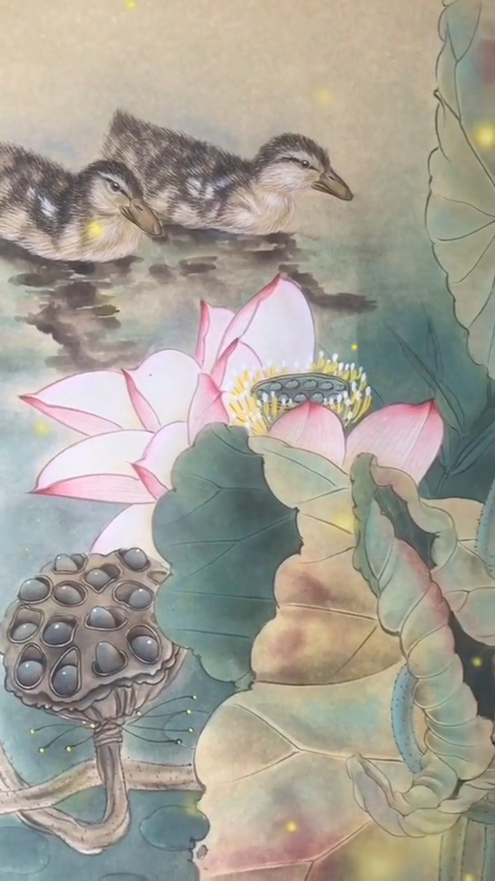 工笔画:荷花盛开