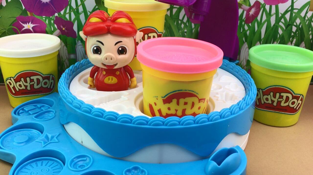 培乐多彩泥玩具,猪猪侠制作蛋糕!