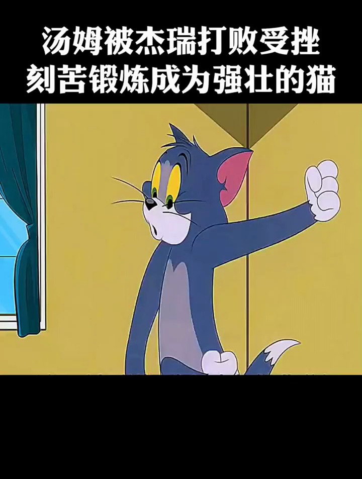 汤姆被杰瑞打败受挫,刻苦锻炼成为强壮的猫