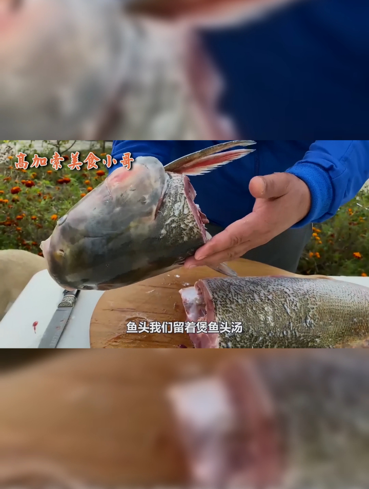高加索煎鱼,白鲢剁大块配红酒,小哥祝酒祈愿和平