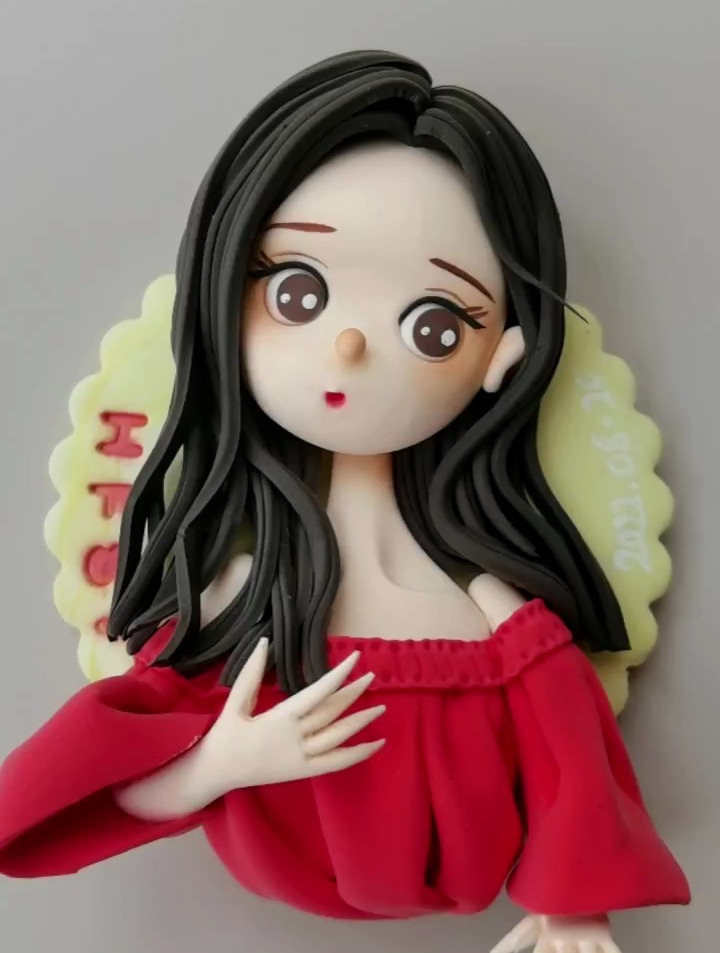 长发少女粘土人物插画粘土教程手工粘土娃娃超轻粘土人物教程