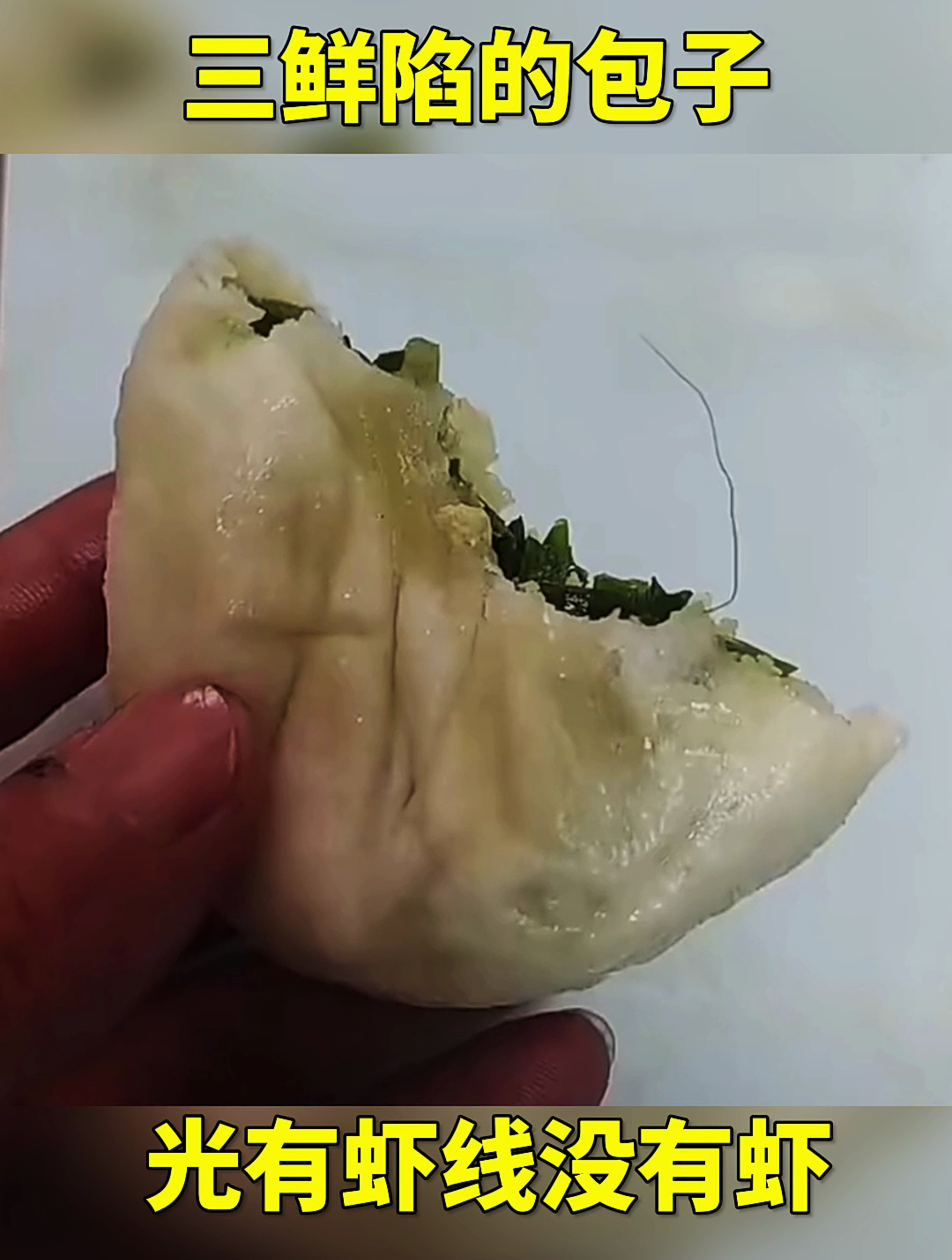 三鲜馅的包子,光有虾线没有虾!