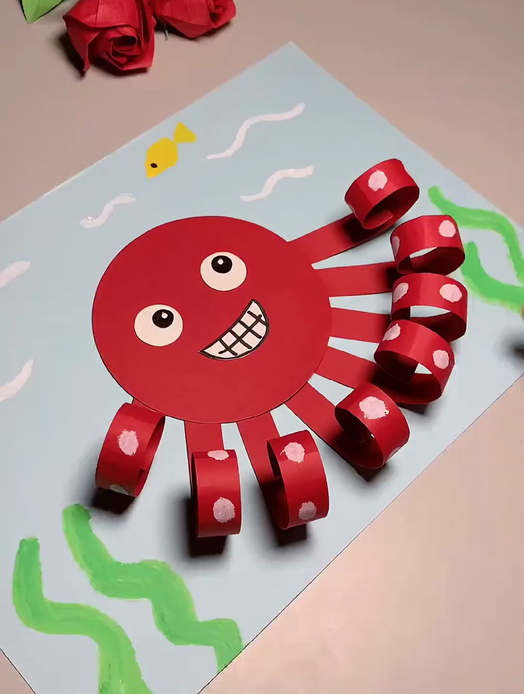 简单可爱的八爪鱼剪贴画,一看就会