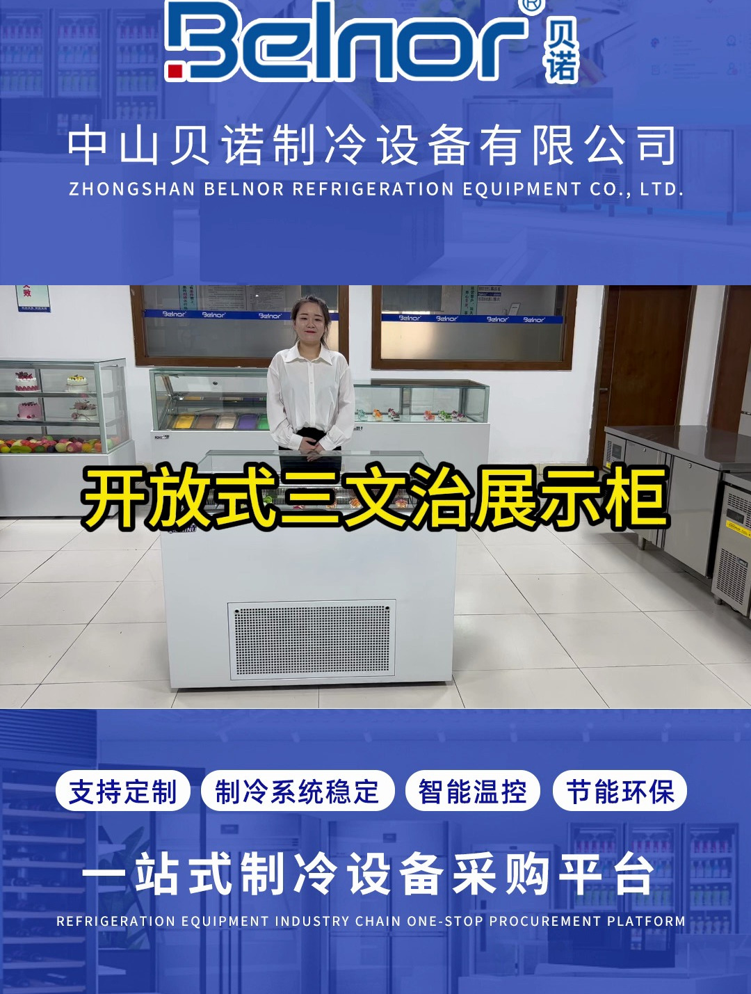 开放式三文治展示柜,冷藏柜厂家,支持定制,冷冻工厂,制冷设备