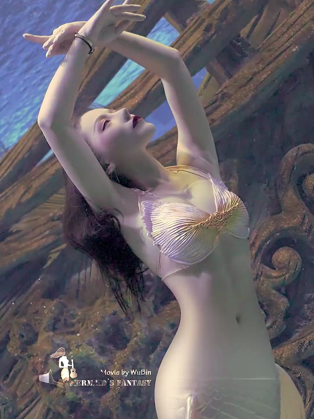 美人鱼 鲛宫潜水晓柏 水下摄影人鱼 特效 无缝衔接连体硅胶鱼尾