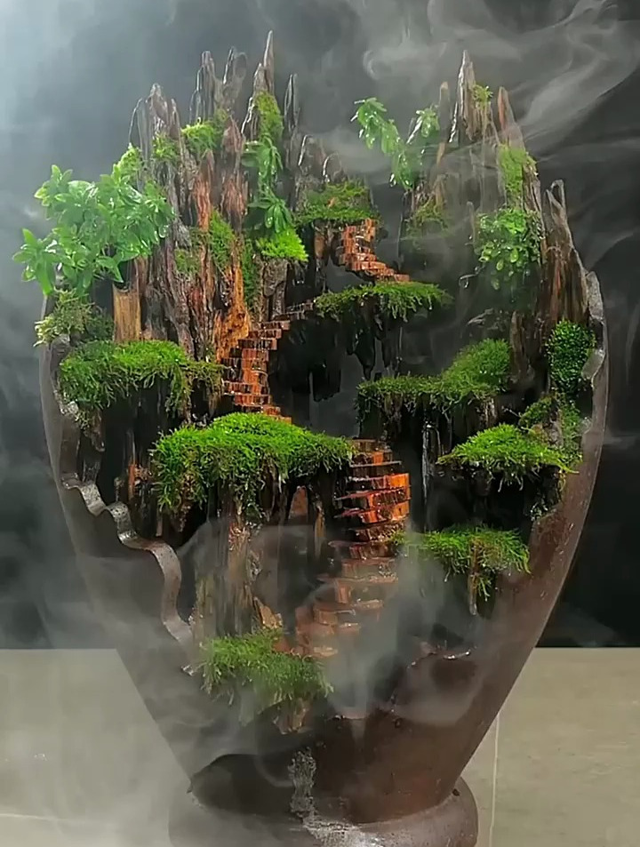 变废为宝,苔藓植物微景观制作。苔藓微景观