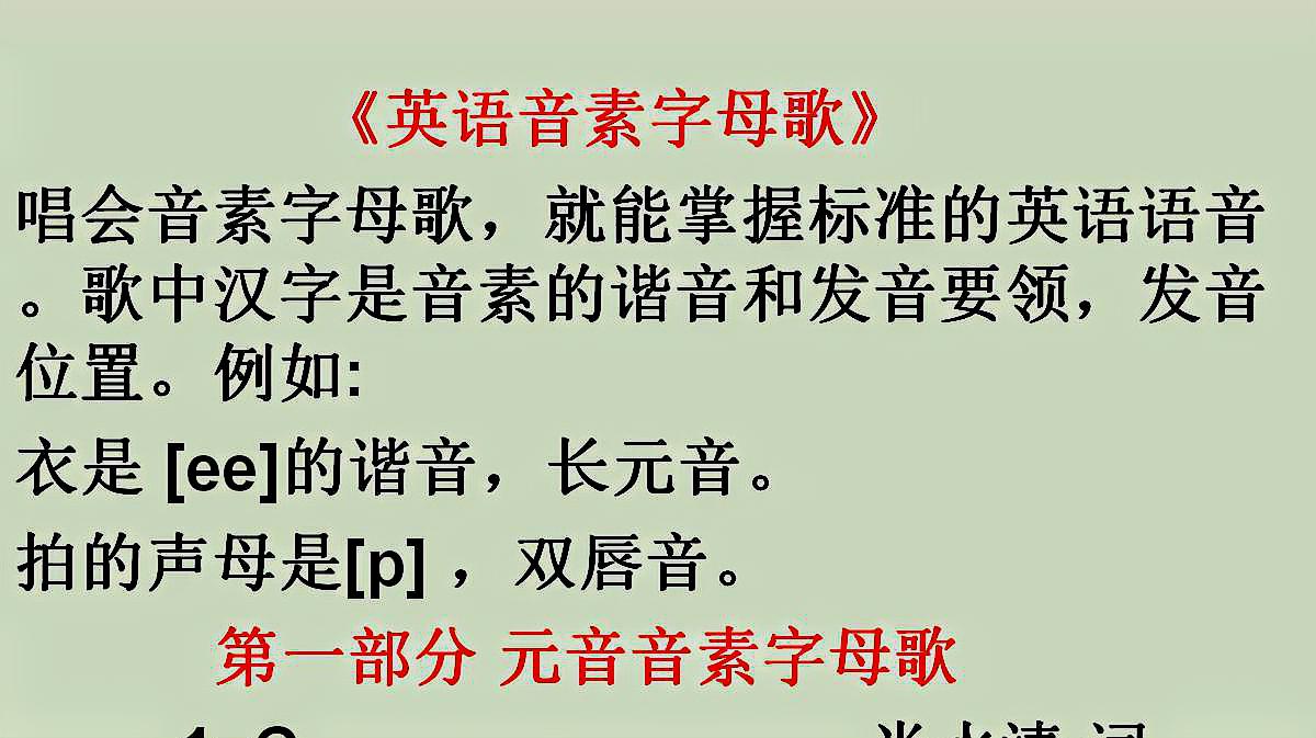 [图]英语音素字母歌词,唱会音素字母歌,快速学会英语音素