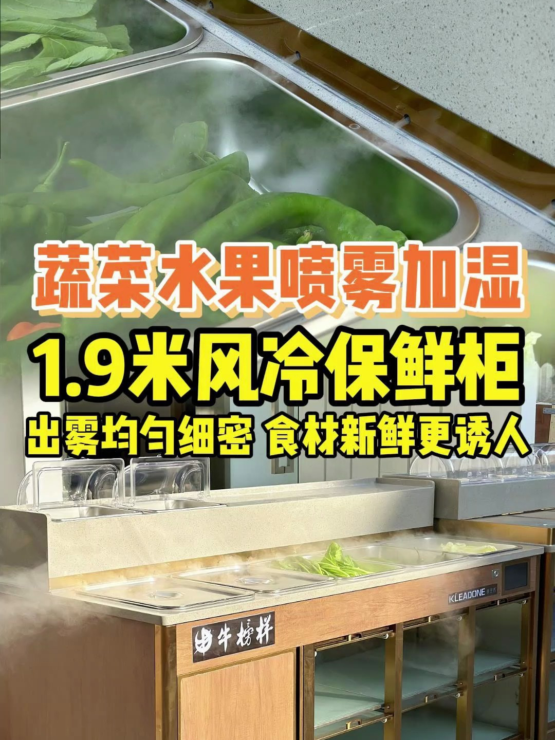 火锅店高颜值~蔬菜水果喷雾加湿风冷保鲜柜