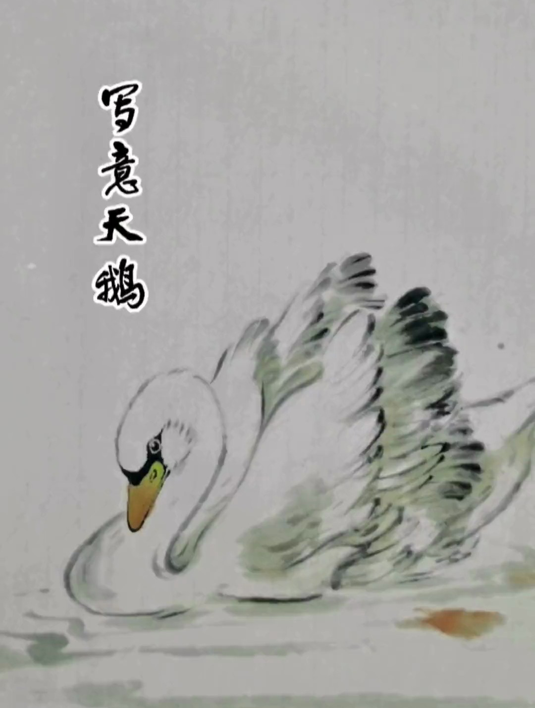 写意白天鹅,寥寥数笔,就可以生动形象