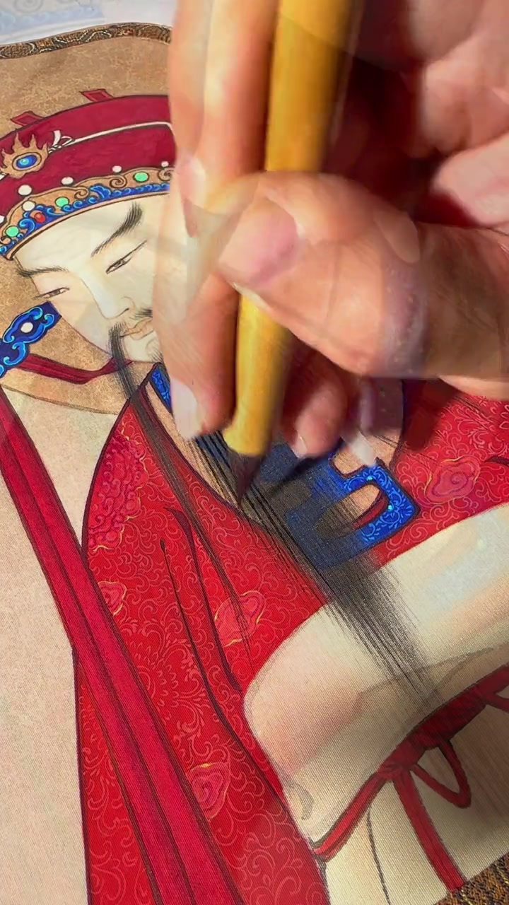工笔人物画画胡须画法