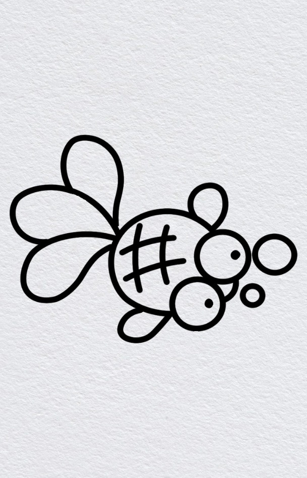 金鱼简笔画 用英文字母画金鱼