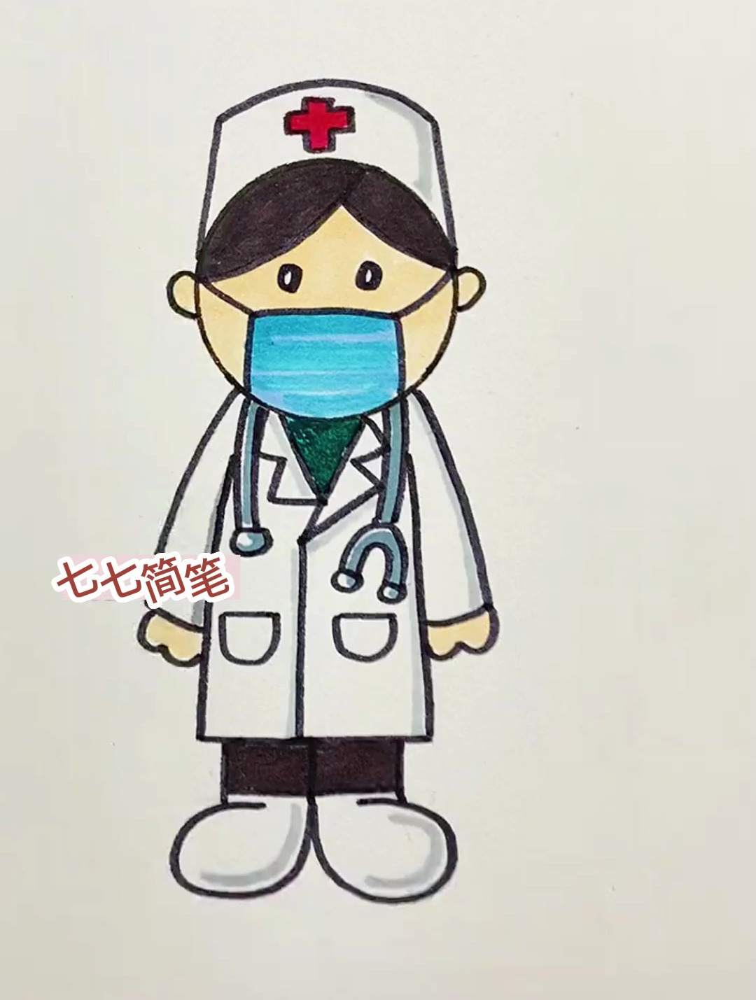 五一劳动节到了瓶盖画辛劳的医生,好看又简单 五一 一起学画画
