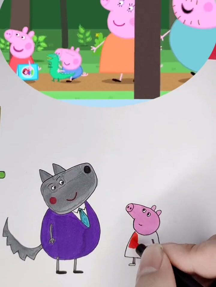 小猪佩奇遇到狼爸爸简笔画小猪佩奇 简笔画 小猪佩奇 动画片