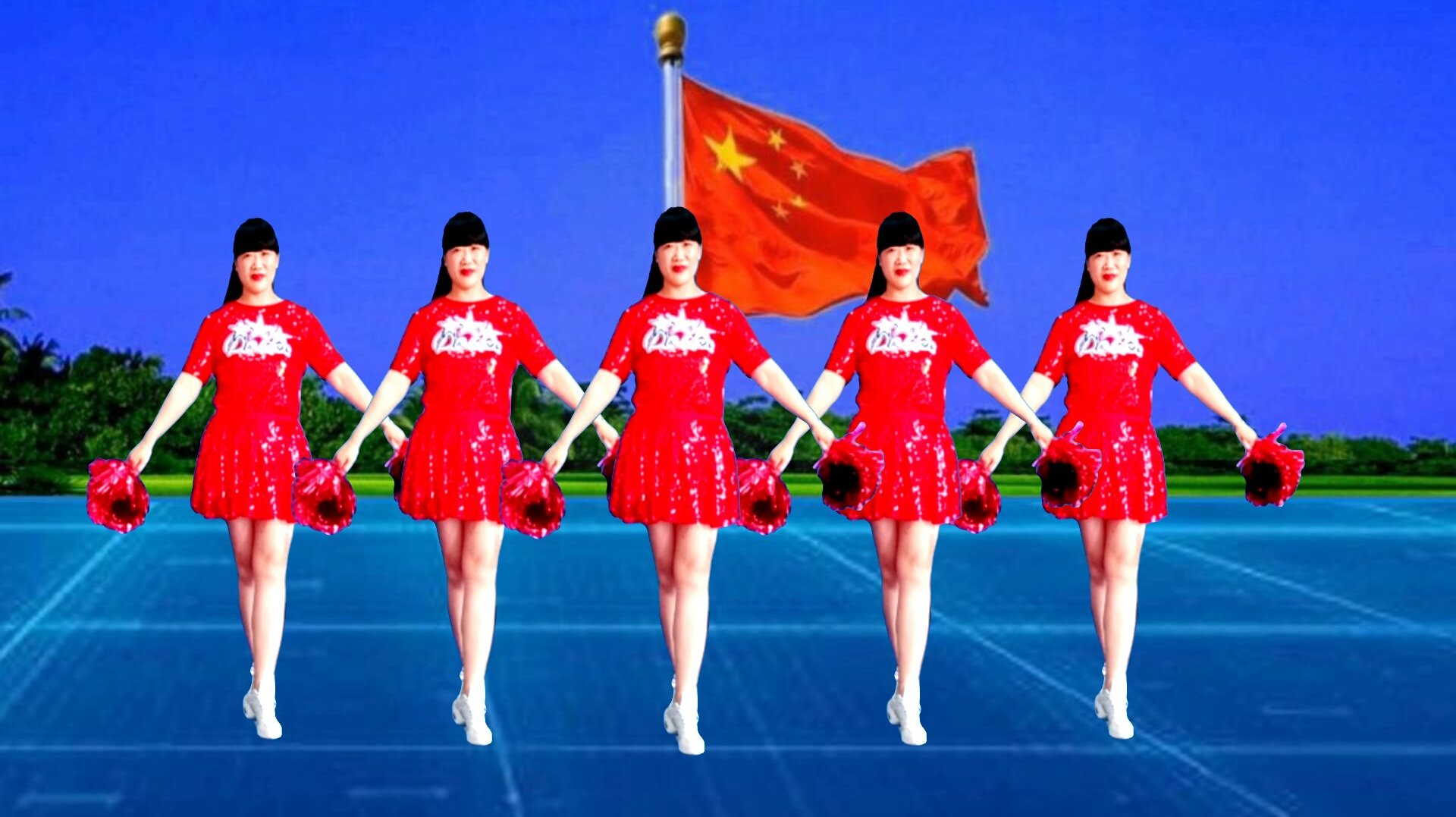迎国庆,献完整版花球广场舞《中国红》大气好看,为祖国点赞喝彩