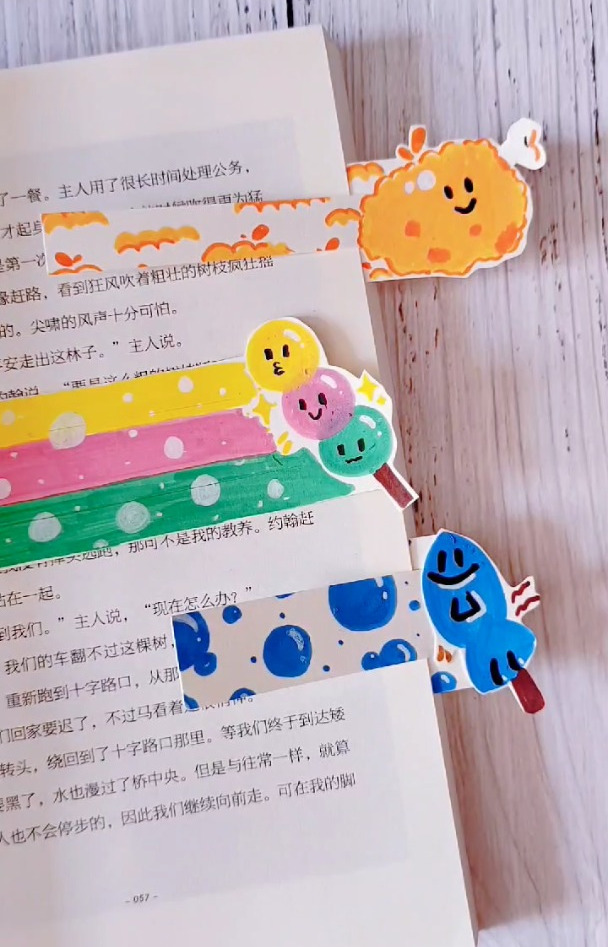 自制书签,超可爱的美食简笔画,制作插页书签一学就会