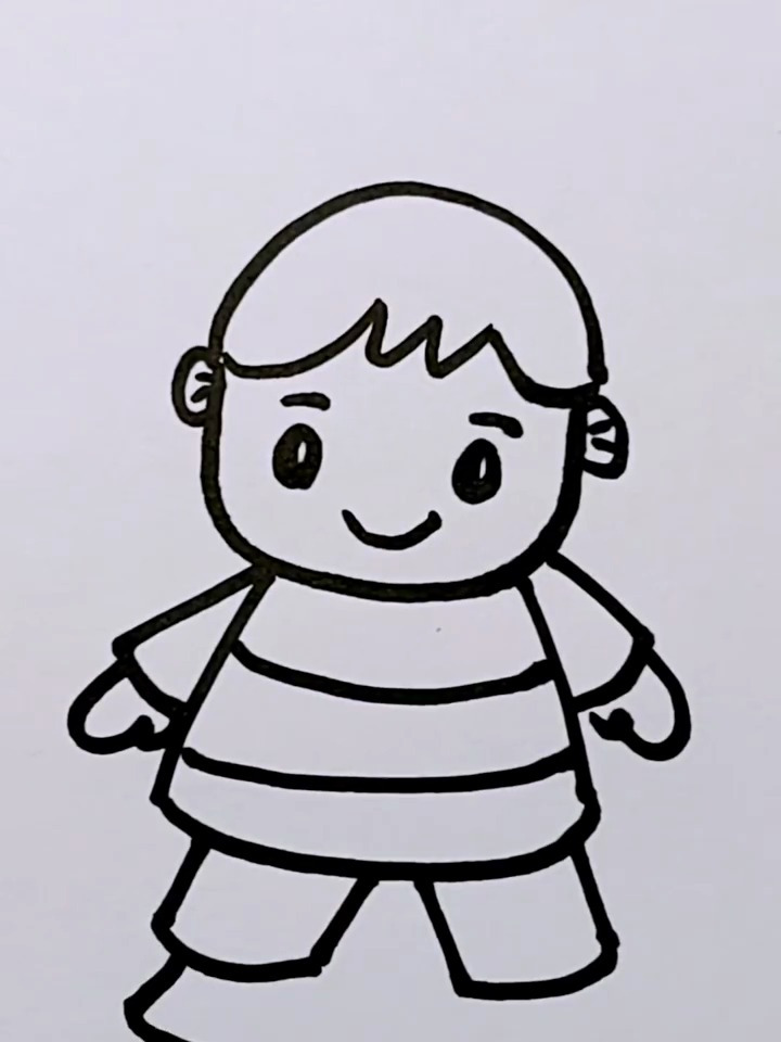 幼儿简笔画画卡通小男孩