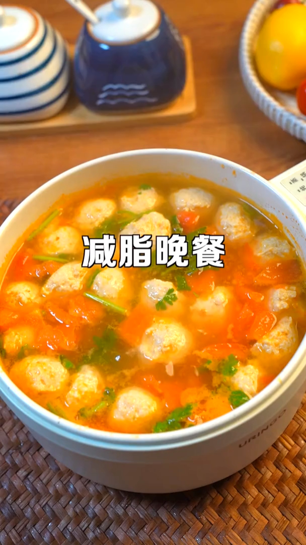 今天吃什么低脂高蛋白的番茄鸡肉丸好吃又掉秤,减脂期最爱哦做法超级简单
