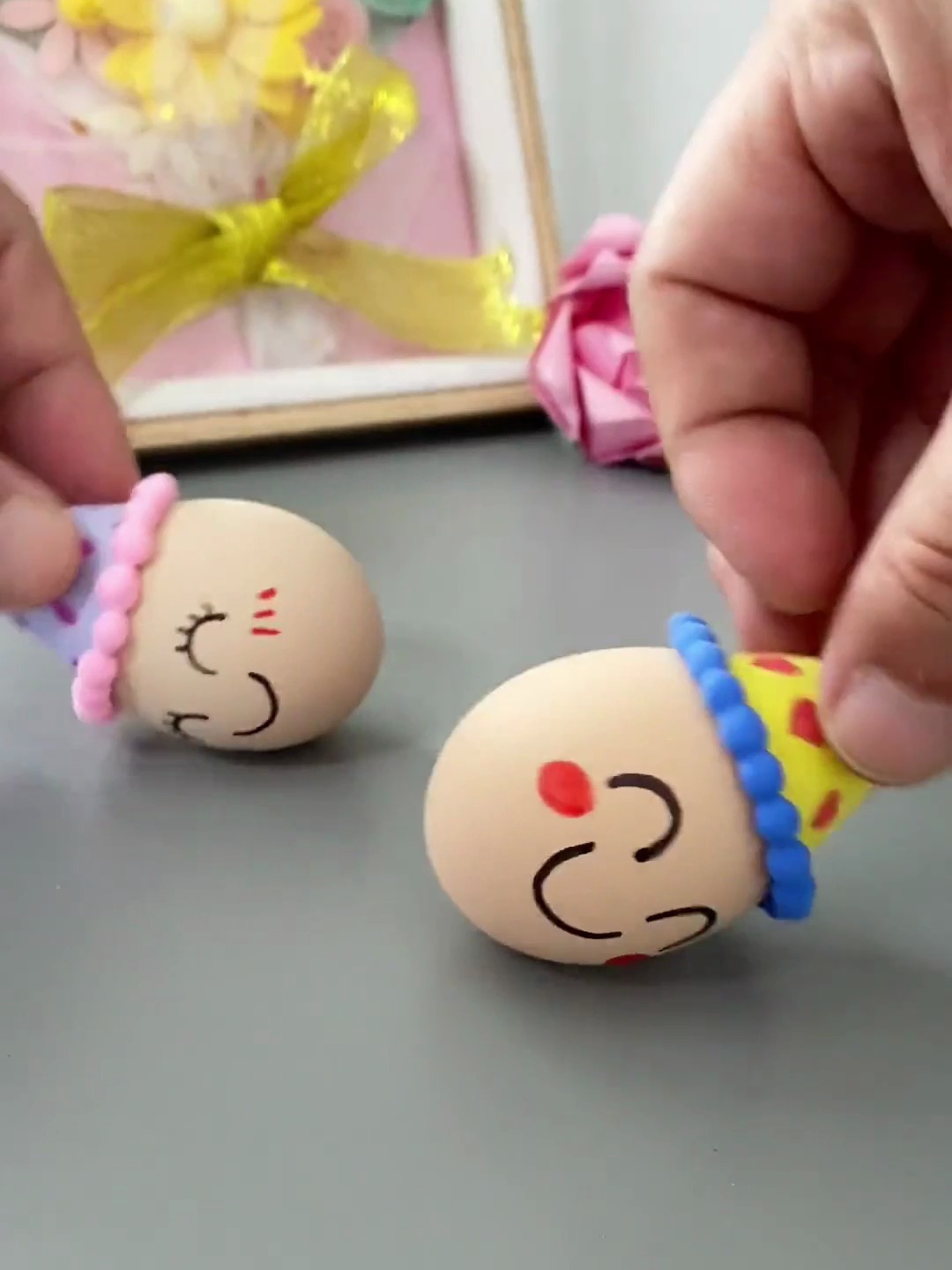 和孩子用鸡蛋壳做可爱的自制玩具手工吧