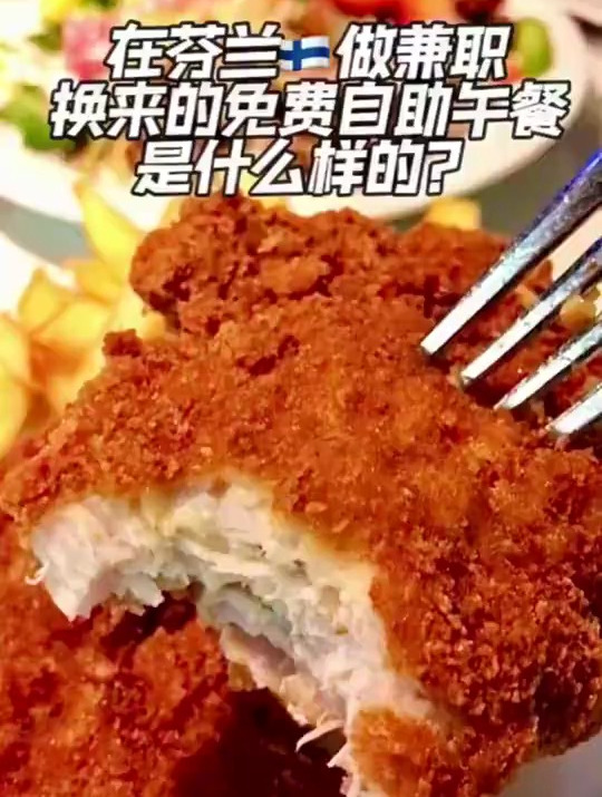 高热量双重诱惑、厚炸鸡排、炸鱼排芬兰自助午餐哐哐炫肉