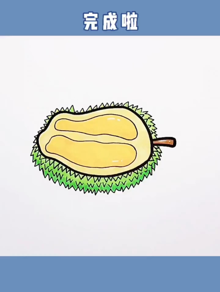 儿童益智简笔画水果系列,让小朋友学会画简单的榴莲