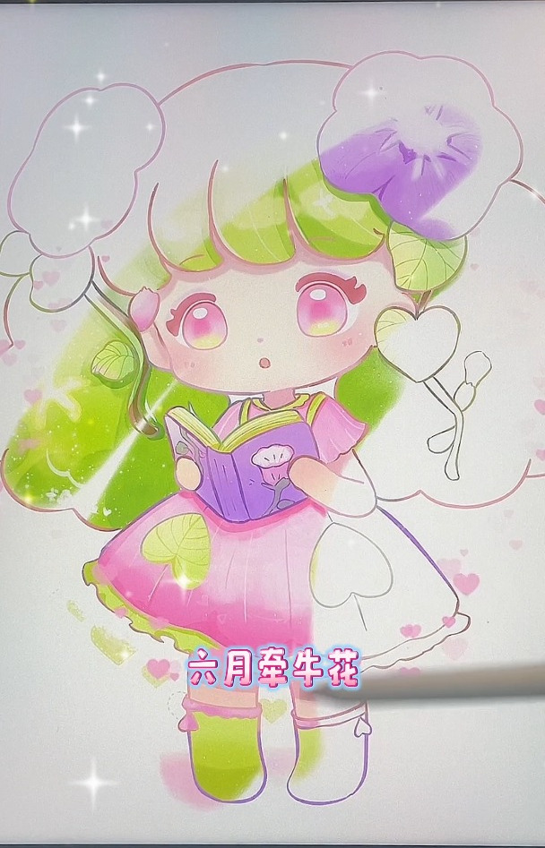 十二星座花朵公主简笔画,超可爱卡通动漫公主画。初学者简笔画