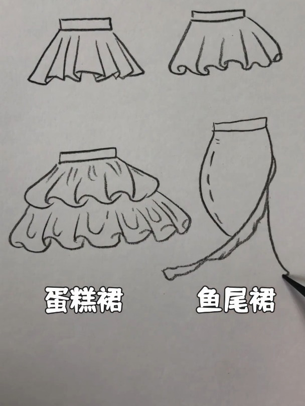 不同裙子的画法是不一样的