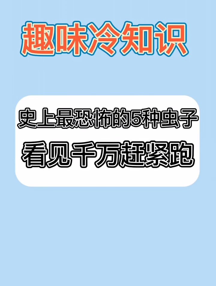 世上最恐怖的五种虫子,看见千万赶紧跑