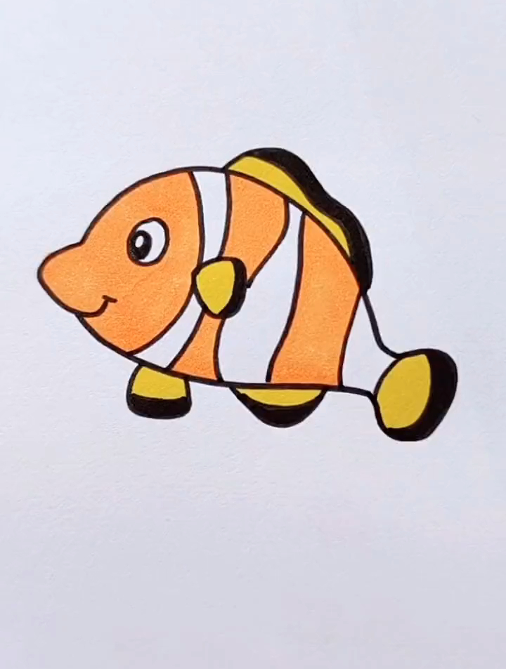 可爱的小丑鱼 简笔画 一起学画画