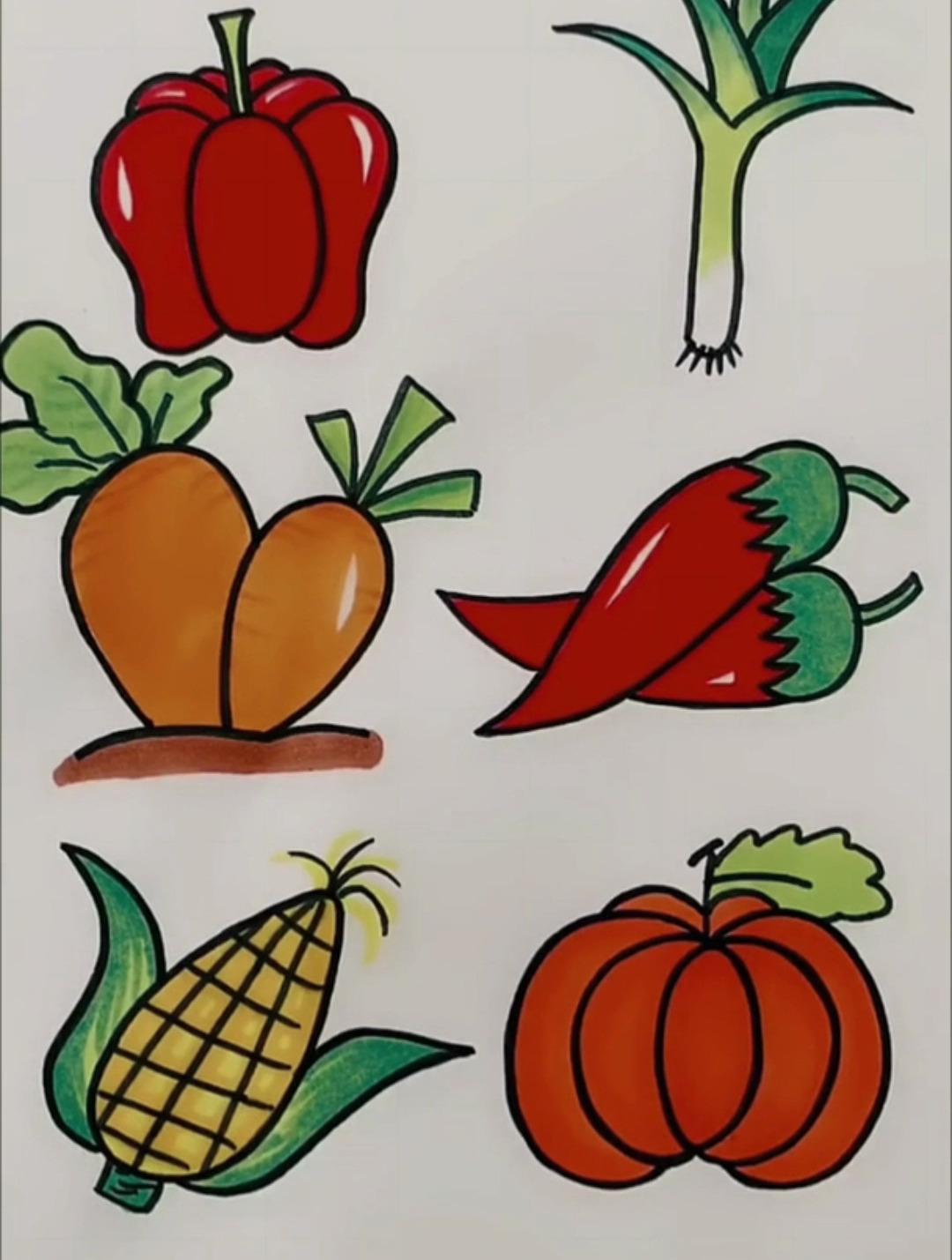 用0——5画蔬菜简笔画,简笔画教学