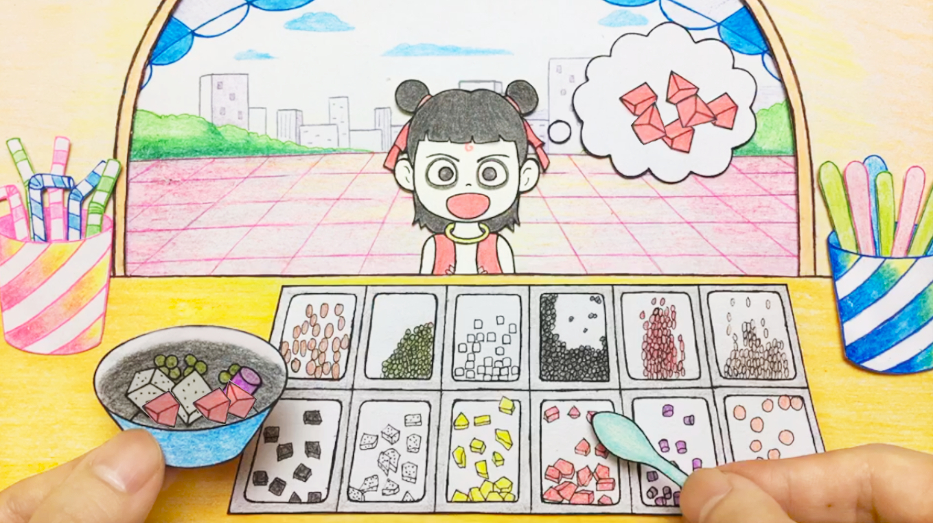 手绘定格动画：炎炎夏日，来一碗四果汤是极好的，哪吒请你喝
