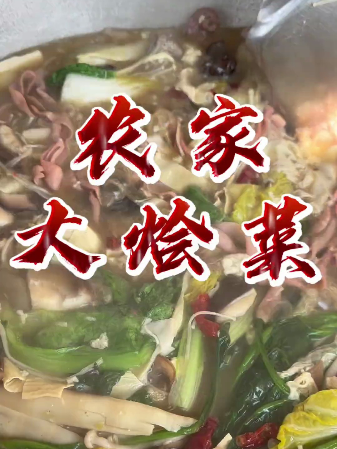 满满一锅农家大烩菜,连吃带喝,美滋滋!