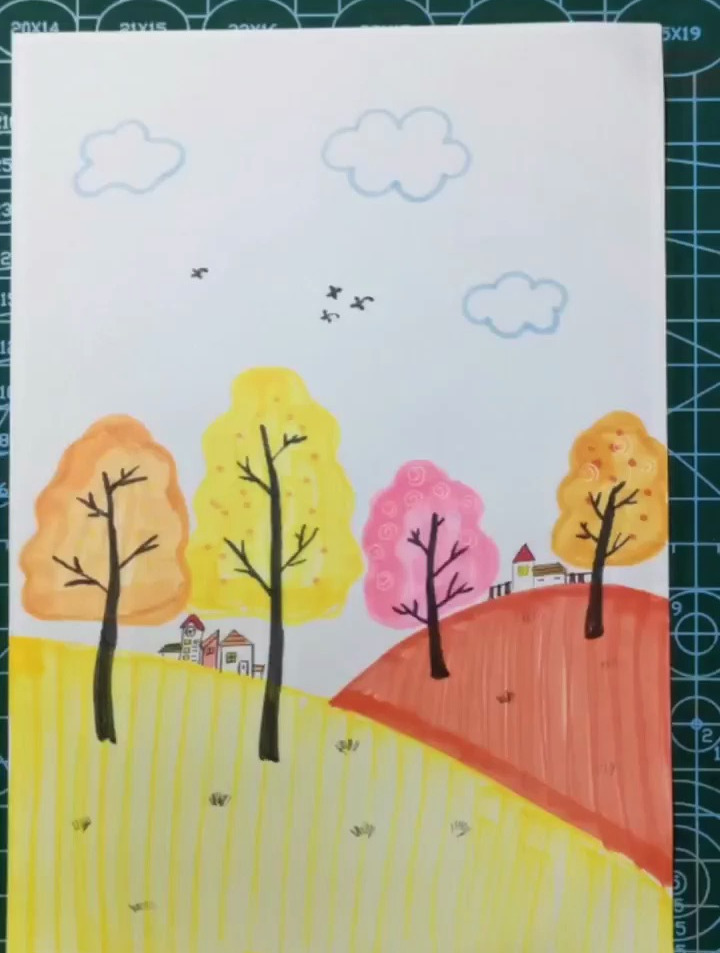 秋天小树林,一起学,画画其实很简单