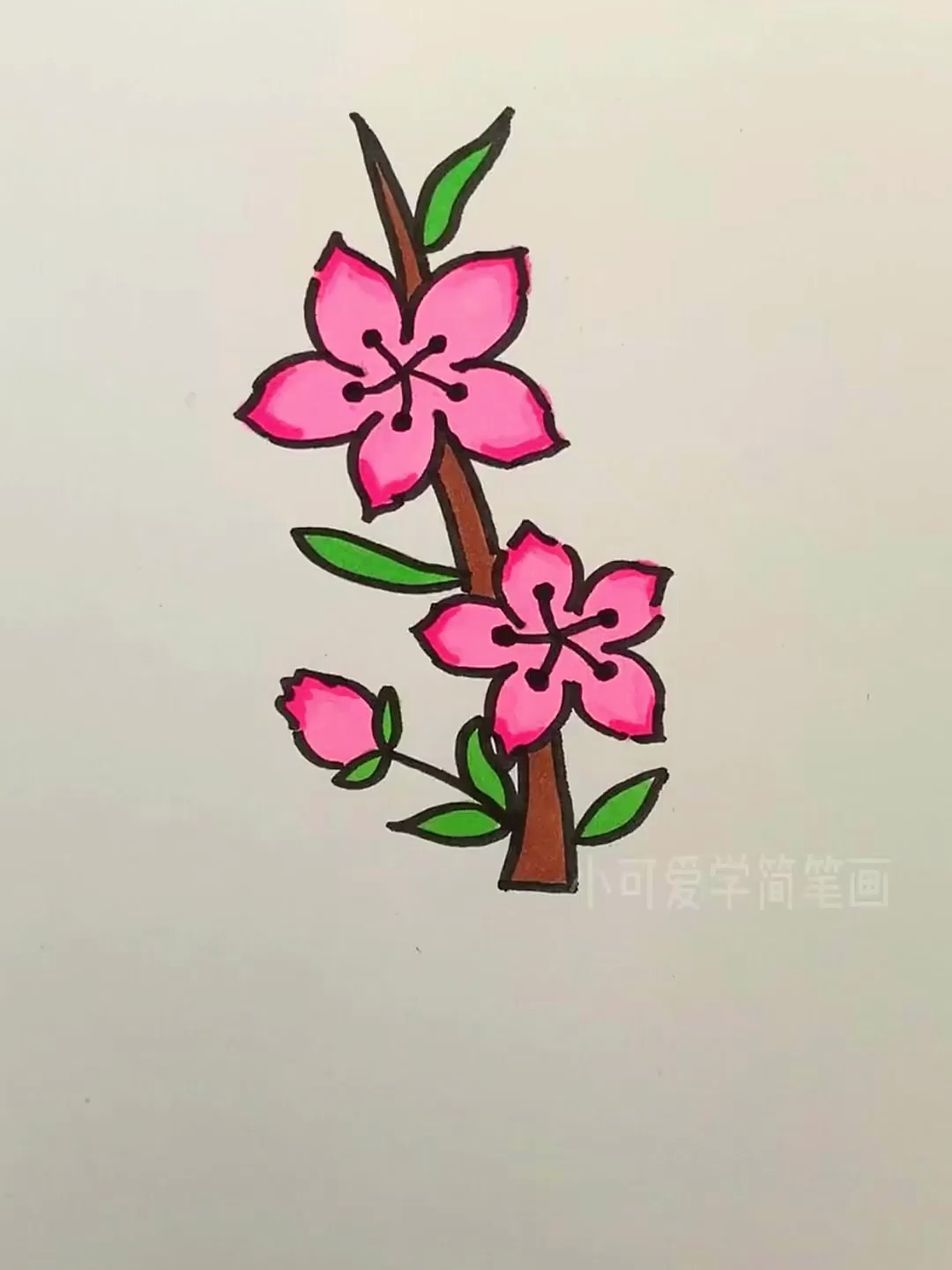 简单又好画的春天的桃花简笔画教程来啦!